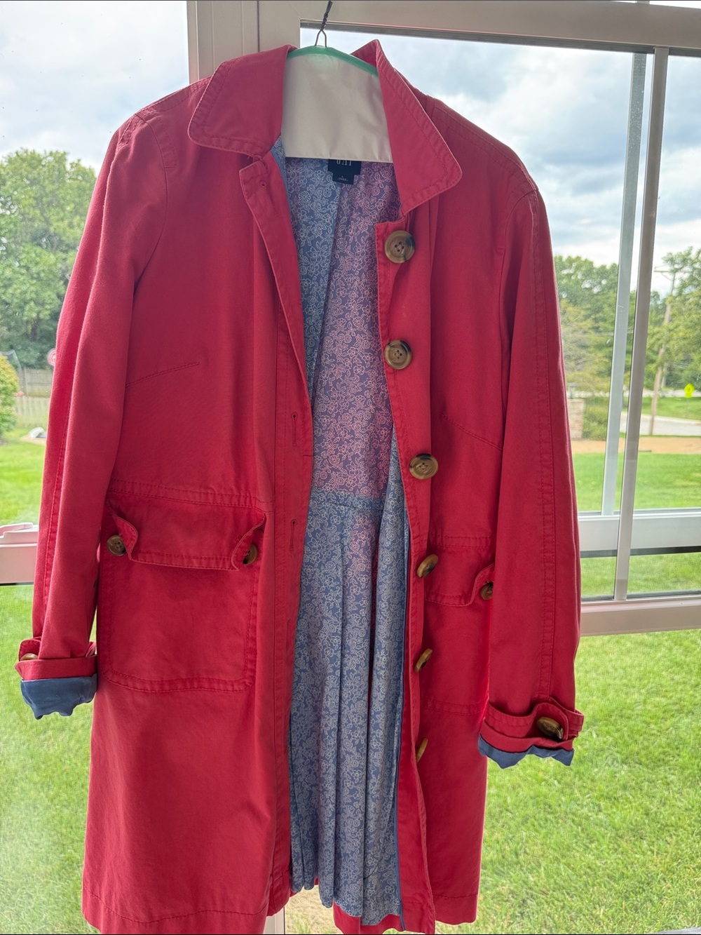 GAP Coral Trench Coat with Brown Buttons